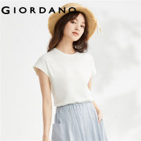 HOT”GIORDANO ผู้หญิง เสื้อยืดแขนสั้นคอเต่าขนาดเล็กผ้าฝ้ายถักสีทึบ Free Shipping 13323309