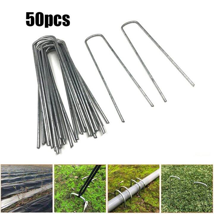 For Garden Greening Anchor Pins Galvanized Steel Nail Lawn Pins U