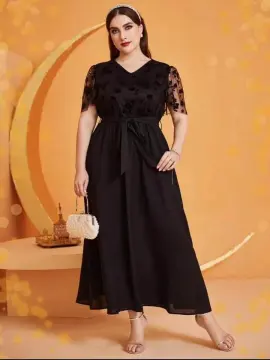 Zeolo Plus Size Party Dresses Women Elegant High Slit Black Long