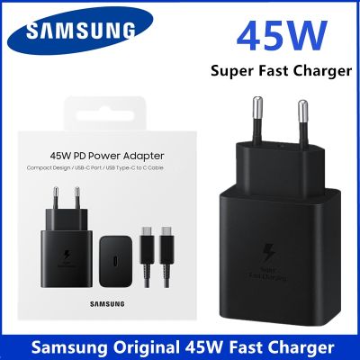 Original Samsung 45W Super Fast Charger USB-C For Galaxy S22 S21 S20 Ultra S10 S9 S8 Plus Note20 10 Quick Adapter TYPE C Cable