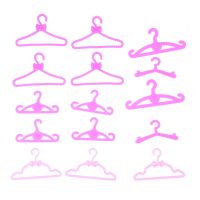 10/12/20PCS Play House Girls 39; Gift Pink Color Hangers Accessories For Barbie Doll Clothes Dress Outfit Skirt Shoes Pretend Toy