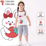 TANOSA Áo phông áo thun cộc tay in hình thỏ dâu tây chất cotton cổ tròn