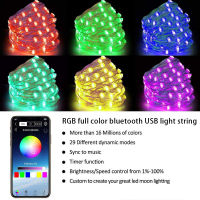 【คลังสินค้าพร้อม】Zir Mall ไฟ LED BT String RGB ไฟนางฟ้าที่มีสีสัน String USB ไฟลวดทองแดงเครื่องประดับต้นคริสต์มาสตกแต่งบ้านปีใหม่