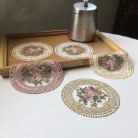 11cm Vintage Lace Coaster Placemat Embroidery Craft Bowls Coffee Cups Coaster European Style Fabric Anti-Scald Table Plate Mat