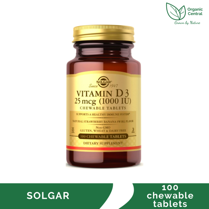 Solgar Vitamin D3 (Cholecalciferol) 25 MCG (1000 IU) Chewable Natural