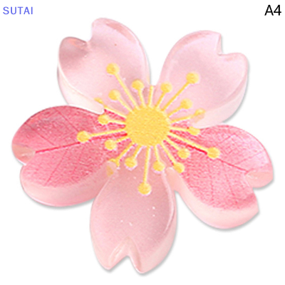 💖【Lowest price】SUTAI เครื่องประดับเรซิ่นรูปดอกซากุระบานขนาด27มม. รูปดอกไม้ด้านหลังแบนรูปดอกเรซินสำหรับเด็กอุปกรณ์ตกแต่งโทรศัพท์มือถือ10ชิ้น