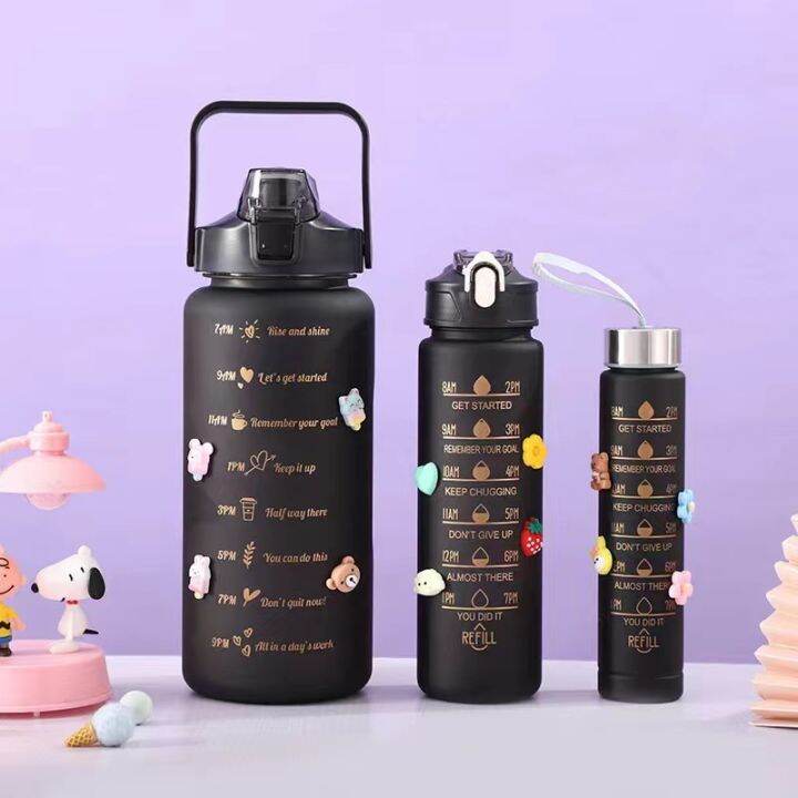 3in1 2Liter+1Liter+500ml PASTEL Motivational 3 COLORS Water Bottle with