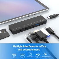 jianzhifen ฮับ USB C สำหรับ Microsoft Surface Pro 8 HDMI-เข้ากันได้ RJ45 3.5Mm USB ออดิโอ3.0บัตร TF อ่าน PD Type-C อะแดปเตอร์สำหรับ Surface Pro X