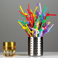 50 Pcs Color Straws Plastic Art Straws Long Elbow Juice Drink Straws