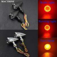 Motorcycle Black/Chrome Retro  LED Turn Signal Light Brake Lamp Running Blink Light For Harley Chopper Cruiser Boer Cafe