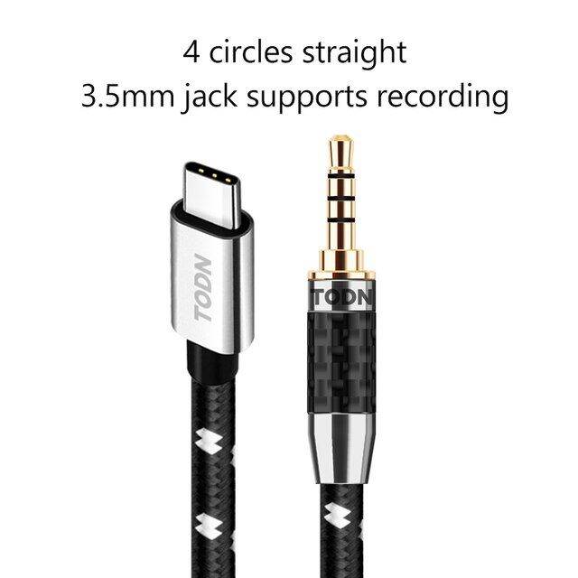 TODN type c to 3.5 mm jack aux audio usb c dac cable silver usb 32bits/384khz Suitable for car