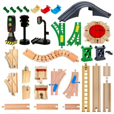 Wooden Track Railway Toys Beech Wooden Train Track Accessories Fit Biro All Brand Tracks Educational Toys for Children