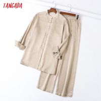 Tangada  Women Tracksuit Sets Oversized Blouse and Wide Leg Pants 2 Pieces Sets High Quality Sets 6L40