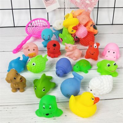GROVERT Summer Gametoy Water Fun Bathroom Swimming Float Rubber Animals Fishing Net Animal Tub Toys Floating Toys Animals Bath Toy
