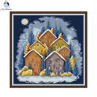 【CC】 Colorful Needlework Sets Cotton Canvas Decoration 14CT 11CT Embroidery Scenery