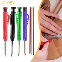 Woodworking Marker Carpenter Pencil Solid Woodworking Tools Set 6 Refill Pencil Sharpener Deep Hole Mechanical Pencil Hand Tools