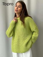 ₪ Womens Warm Soft O Neck Knit Pullover Sweater Female Loose Sleeve Thick Sweaters Fashion Basics