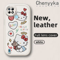 เคส Chenyyyka สำหรับ Realme C21 C21Y เคส C25Y ลายการ์ตูนน่ารักเฮลโลคิตตี้ดีไซน์ใหม่เคสหนังนิ่มป้องกันกล้องคลุมทั้งหมดเคสกันกระแทกขอบสีเคสนิ่ม