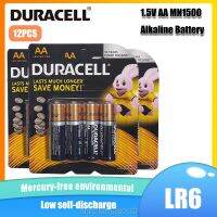 【】 Vantime Store AA อัลคาไลน์ LR6 DURACELL 1.5V ของแท้12ชิ้นสำหรับเครื่องวัดอุณหภูมิไฟฟ้ารีโมทคอนโทรลแห้ง