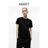 ARKET เสื้อยืดผ้าฝ้ายคอกลมพื้นฐานของผู้หญิงสีดำ2023ฤดูร้อนสไตล์ใหม่0630665001