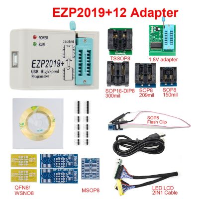 EZP2019 High Speed USB Programmer +12 Adapters Support 24 25 26 93 EEPROM 25 flash bios chip better than CH341A EZPO2010 EZP2013 Calculators