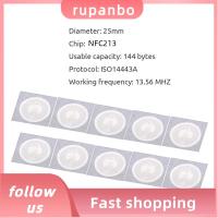 RUPANBO039392692 50ชิ้นป้ายแท็ก NFC รอบ Dia 25มมป้ายสติกเกอร์ NFC213ที่ทนทานสำหรับ Huawei Share Ios13ป้ายลัดส่วนบุคคล Copy Shortal