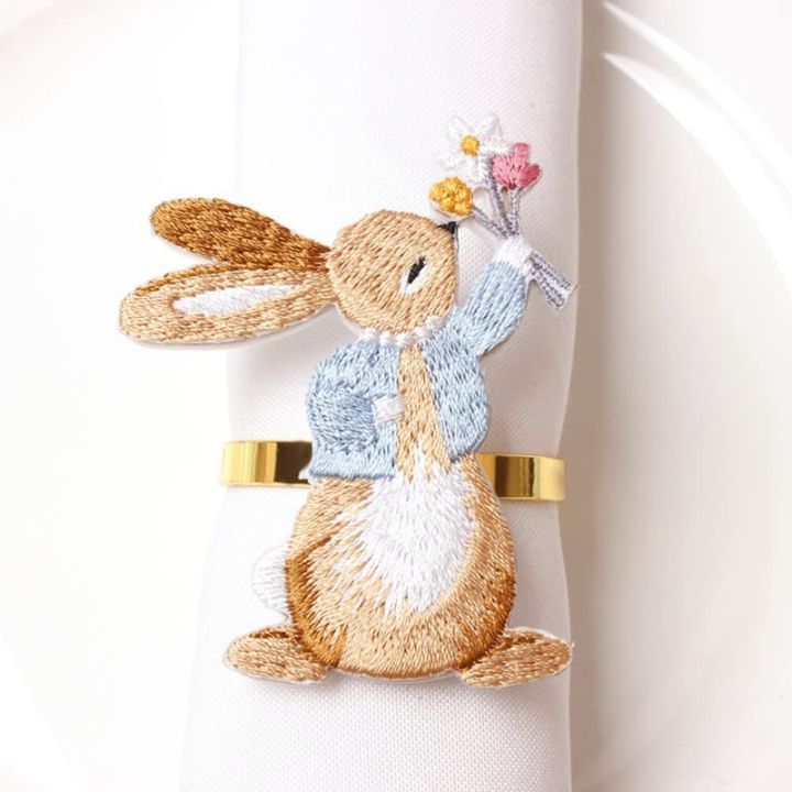 easter-napkin-rings-set-of-12-bunny-napkin-buckle-embroidered-rabbit-metal-napkin-ring-holders-for-dining-table-decor