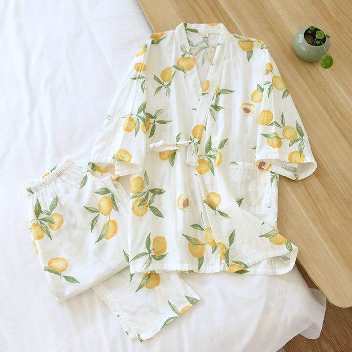 japanese-style-kimono-style-pajamas-autumn-winter-womens-gauze-cotton-three-wuarter-sleeve-all-seasons-cute-thin-loose-homewear