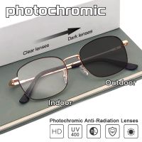 หญิง Chameleon Anti Radiation Square แว่นตาสำหรับผู้หญิงผู้ชาย Anti Blue Light Eye แว่นตา Photochromic แว่นตากันแดด