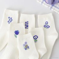 【LZ】◈  Branco feminino meias vintage harajuku roxo impressão floral jk lolita kawaii bonito meias japonês moda escola meninas meias longas sox