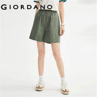 GIORDANO ผู้หญิง เทนเซลยืดทอสีทึบหลวมเอวยางยืดลำลองกางเกงขาสั้น Free Shipping 05403316