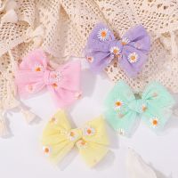 1pcs Fresh Flower Mesh Hair Bows Daisy Girls Hair Clips Korean Hairpin Handmade Barrettes Party School Hairgrips Accessories Hair Accessories