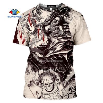 SONSPEE Cool Comics Berserker Guts นักรบดาบ Goblin ผู้ชาย 3D พิมพ์เสื้อยืดผู้หญิงฤดูร้อน TShirt Harajuku เสื้อลำลอง