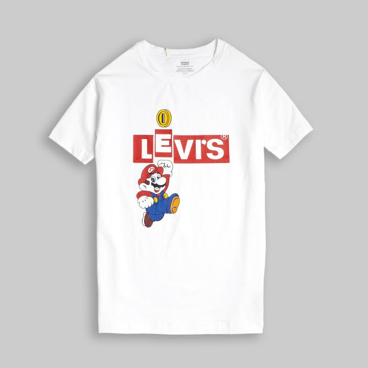 HCM]Áo thun Levis Mario xuất khẩu màu trắng vải cotton chất lượng tốt -  Phong Cách Thời Trang 