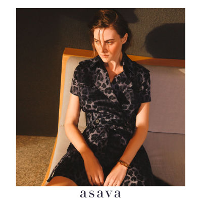 [asava ss22] Leopard safari cropped shirt เสื้อผู้หญิง อาซาว่า แขนสั้น ทรงครอป ผ้าลายเสื้อดาว