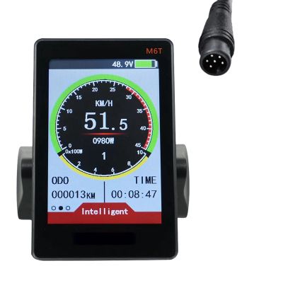 M6T Electric Bike LCD Display Meter 24V 36V 48V 60V Universal E Scooter LCD Panel Color Screen with USB for E-Bike