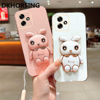 DKHORSING เคสโทรศัพท์นิ่มชุบหรูหราสำหรับ C53 Realme น่ารักกระต่ายที่ยึดตั้งกันกระแทก REALMEC53 2023กล้องปกป้องเคสมีสายคล้องมือหลัง