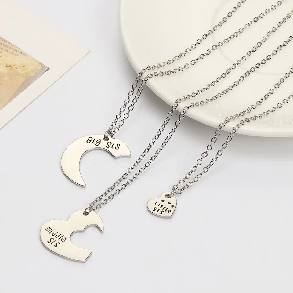 3 Pieces / Set Sister Necklace Stitching Heart-Shaped Pendant Alloy  Material Creative Friendship Choker Female Fashion