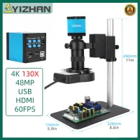 48MP 4K HDMI USB Digital Video Monocular Microscope Camera Continus Zoom 130X C-Mount Soldering Mobile Phone Repair Tools