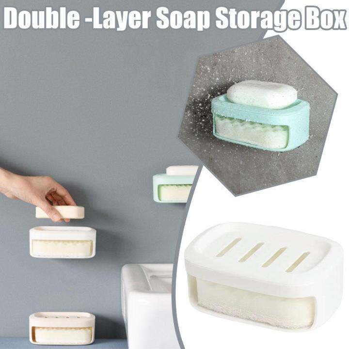 Sponge Wipe And Drain Box With No Marks Or Holes Double Soap Storage