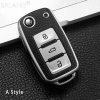 Leather+TPU Car Key Case Cover Folding Remote For VW Volkwagen Polo Bora Tiguan Passat Golf 6 Lavida Scirocco Auto Accessories