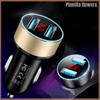 Pinellia ช่องเสียบ USB คู่ดอกไม้3.1A ที่ชาร์จแบตเตอรี่โทรศัพท์ Cigaretter ปลั๊กไฟอะแดปเตอร์2พอร์ต USB ดิจิตอล LCD จอแสดงแรงดันไฟฟ้าสำหรับรถ12V 24V