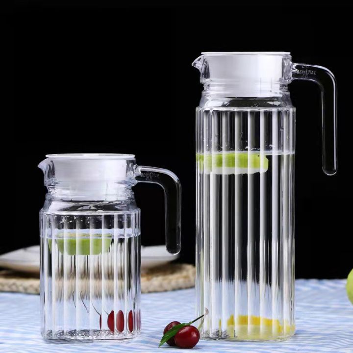 1L Glass Pitcher Vertical Stripe Clear Glass Pitcher With Lid With Box ...