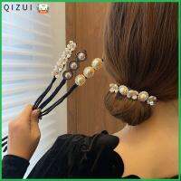 QIZUI ดอกไม้ที่ส่องแสง เครื่องทำซาลาเปา เปลือกไข่มุก เวทมนต์โดนัท บิดขนมปัง แฟชั่นสำหรับผู้หญิง อุปกรณ์เสริมผม มวยผมฝรั่งเศส สาวผม