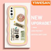 YIWESAN เคสสำหรับ Huawei P30 P30โปร P30ไลท์เคสการ์ตูน Keep Smiling ดีไซน์ใหม่ขอบครีมโปร่งใสลายกล้องถ่ายรูปเคสมือถือนิ่มฝาครอบป้องกันเรียบง่ายอ่อนโยน