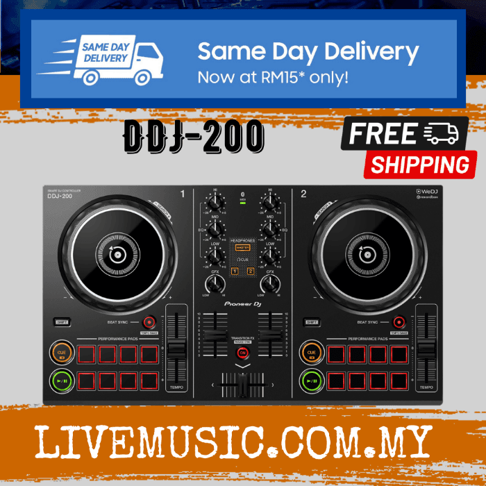 Pioneer DJ DDJ-200 2-deck Rekordbox DJ Controller (DDJ 200/DDJ200