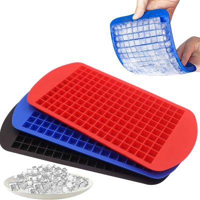 160 Grid Mini Ice Cube Tray Kitchen Silcone Ice Mould Molds Foldable Small Square Ice Cubes Maker Model Silcone kitchen gadgets Ice Maker Ice Cream Mo