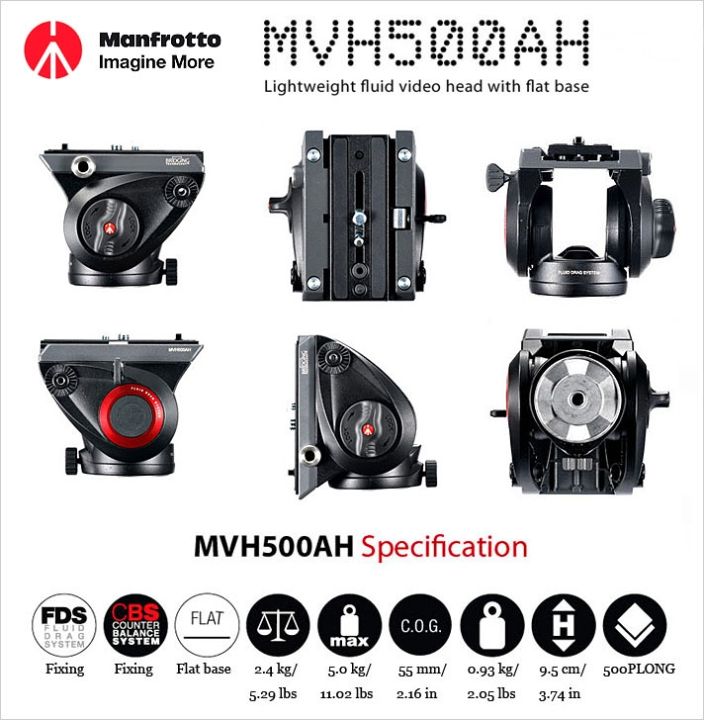 manfrotto-mvh500ah-fluid-video-head-flate-head-หัวแพนสำหรับกล้องวีดีโอ-ประกันศูนย์-5-ปี