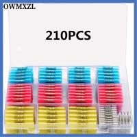 OWMXZL 210PCS ฉนวนกันความร้อน ขั้วต่อปลายท่อหด กันน้ำกันน้ำได้ 26-10 AWG ขั้วต่อไฟฟ้าแบบจีบ พร้อมกล่องเก็บของ เกรดทางทะเล ก้นประกบกัน ยานยนต์สำหรับรถยนต์