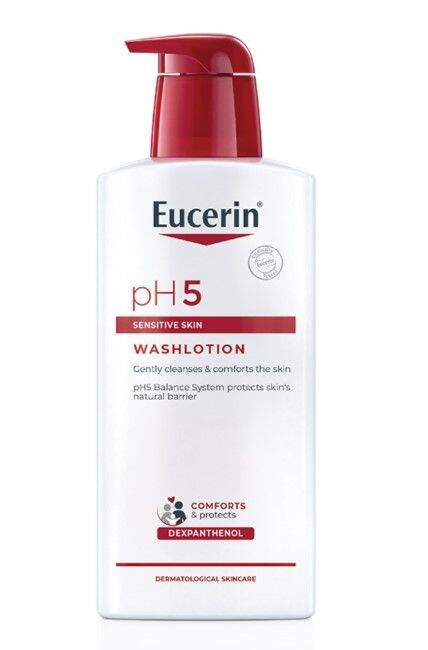 ยูเซอริน-ครีมอาบน้ำสำหรับฟื้นบำรุงเกราะปกป้องผิวให้แข็งแรง-eucerin-ph5-washlotion-400ml